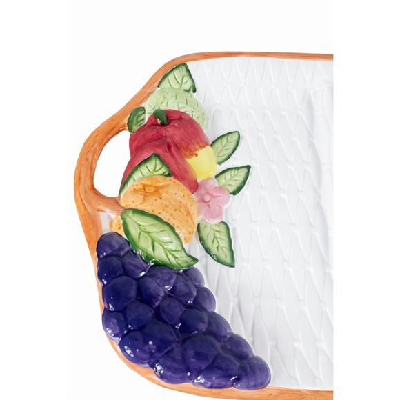 Vintage Fitz and Floyd Fruit Fare relish platter basketweave design